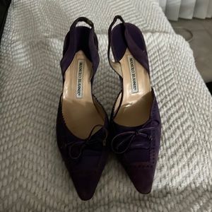 Manolo Blahnik’s suede and leather sling backs